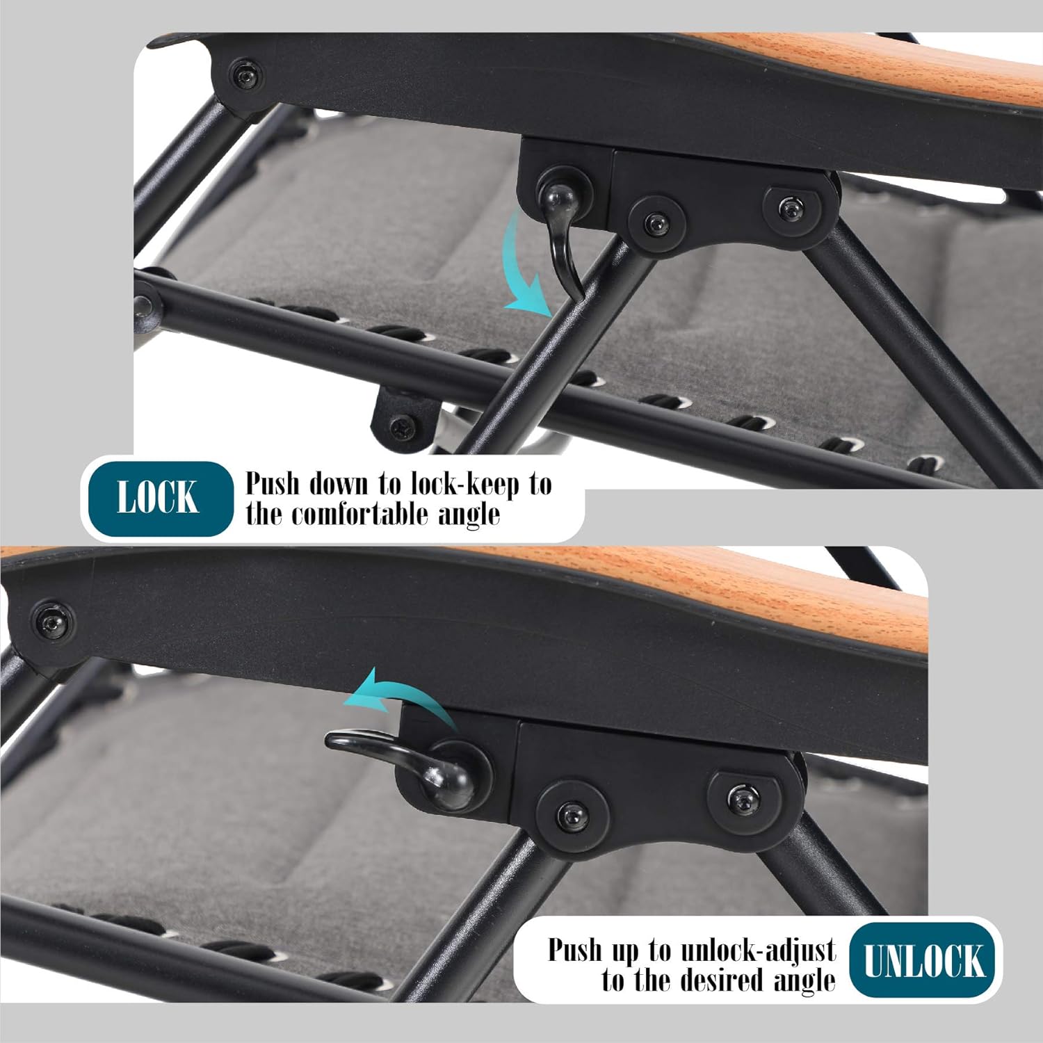 MFSTUDIO Oversized Zero Gravity Chair XL Patio Recliners Padded Folding Chair with Cup Holder, Extra Wide Chaise Lounge for Outdoor Yard Poolside, Navy Blue: Kitchen & Dining