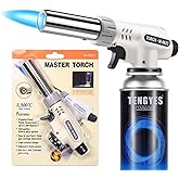 Kitchen Butane Blow Torch Lighter - Culinary Torch Chef Cooking Torches Professional Adjustable Flame with Reverse Use for Cr