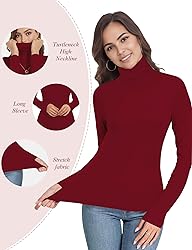 Womens Long Sleeve Turtleneck T-Shirts Mock Neck