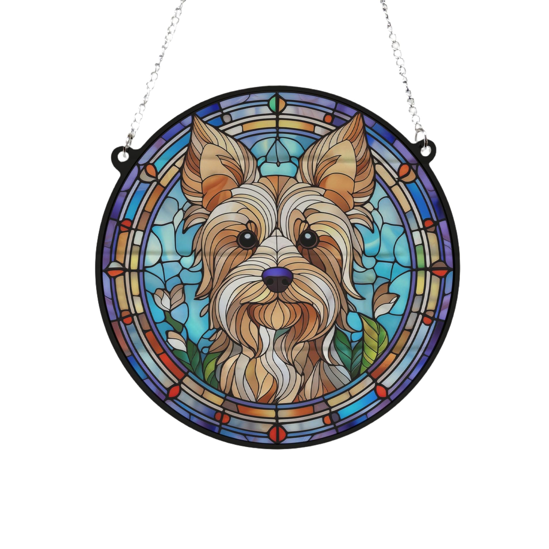 Yorkshire Terrier Stained Glass Effect Suncatcher Gift for Dog Lovers - 19cm