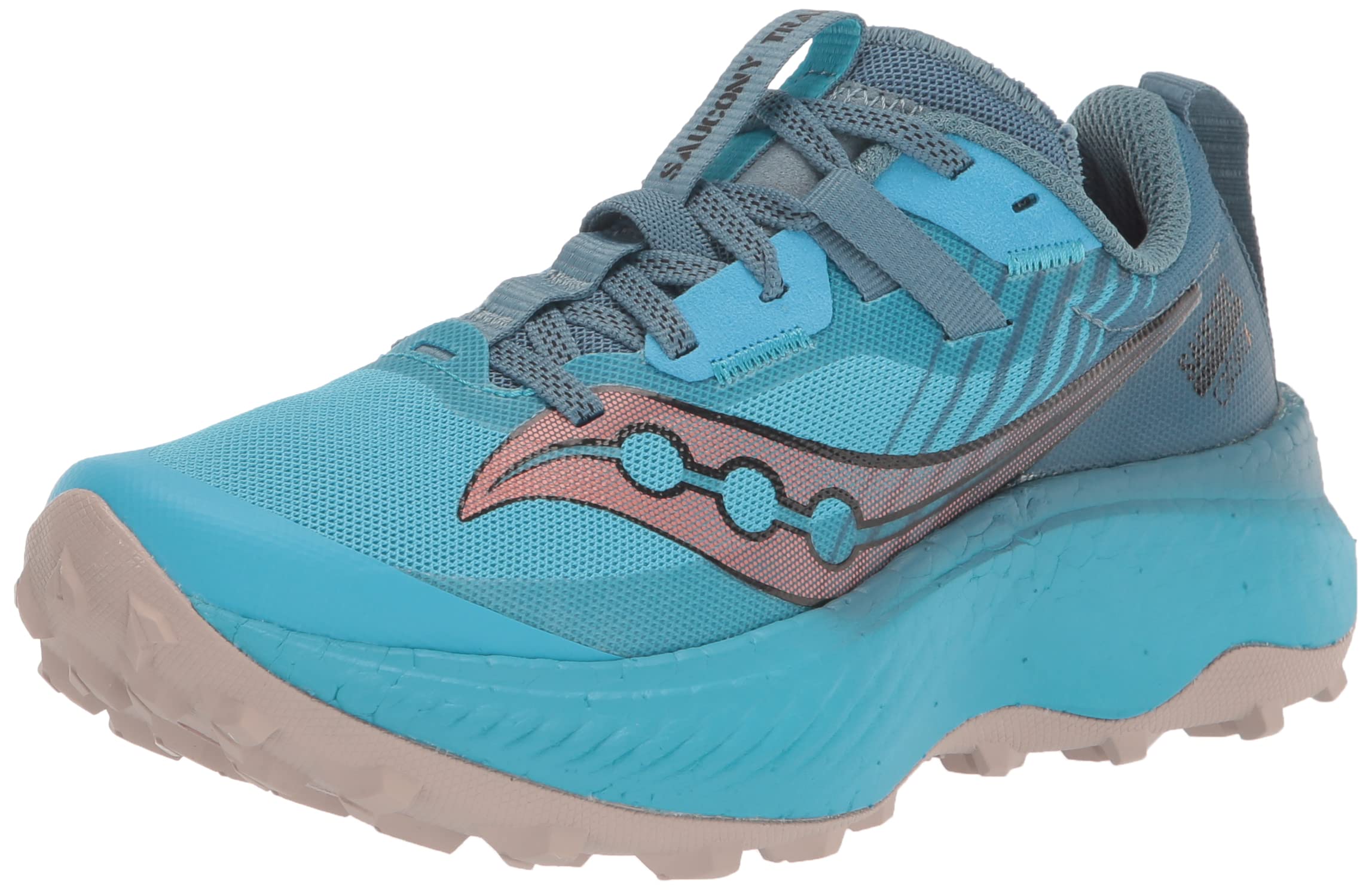 Saucony Women’s Endorphin Edge Trail Running Shoe, Ocean/Loam, 8 Medium