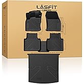 LASFIT Floor Mats for Volkswagen VW Tiguan 2018-2024 (Fit 5 Seats), All Weather TPE Custom Fit Car Mats for 1st & 2nd Rows Floor Liners & Trunk Mats for VW Tiguan Accessories, Easy to Clean, Black