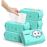 Disposable Face Towels - 100% Cotton Facial Tissues for Dry and Wet Use, Biodegradable Wipes for Makeup Removal and Skin Cleansing, Suitable for Adults and Babies (100 Count, Pack of 6)