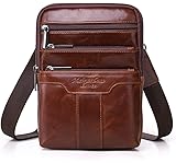Langzu Men's Genuine Leather Cowhide Vintage Messenger Bag Shoulder Bag Crossbody Bag