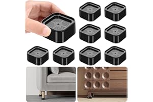 Hnndlra 8 Pack Furniture Risers Adjustable Bed Risers Heavy Duty Lifts Height 1 or 2 Inch, Square Stackable Bed Risers 1 or 2 Inch for Desk Leg Table Couch Sofa Chair Bed Frame Legs Dorm, Black