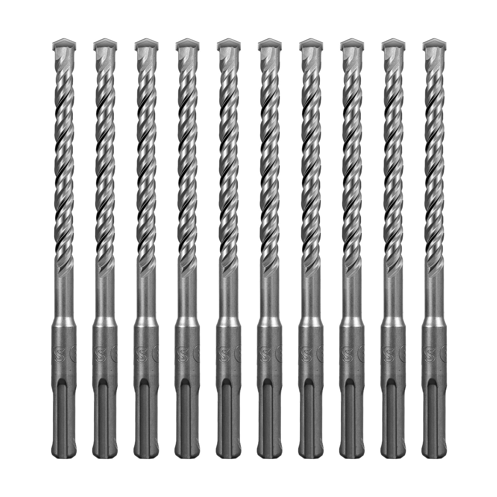 SALI 10PCS SDS Plus Rotary Hammer Drill Bit Kit - Double Thread Tungsten Carbide Tip for Concrete, Brick, Cement Walls, Stone - 8mm x 160mm Hammer Drill Bits