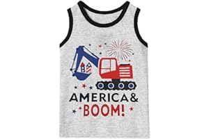 SUGARAIN Toddler Boy Girl 4th of July Tank Cotton Kids American Flag Shirts Patriotic Outfit Independence Day Tees Top