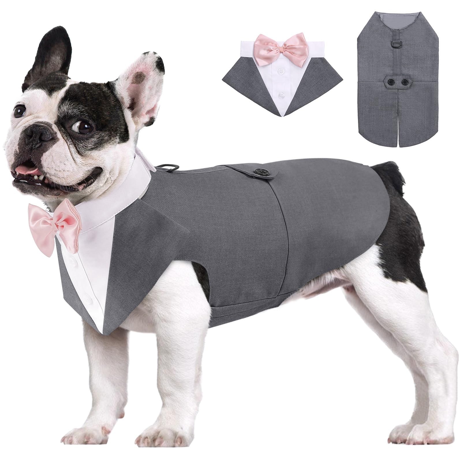 AOFITEE Dog Tuxedo Formal Dogs Suit and Bandana Set, Gentle Dog Wedding Party Suit Bow Tie Shirt Vest, Pet Tuxedo Costume Outfit with Detachable Bowtie Collar for Christmas Halloween Dress Up — image 1