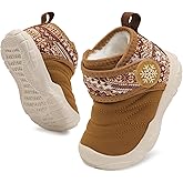BARERUN Barefoot Baby Boys Girls Boots Warm Winter House Shoes for Toddler Girls Boys Waterproof Fleece Kids Snow Boots Faux Fur Infant Booties Walking Shoes for Indoor Outdoor
