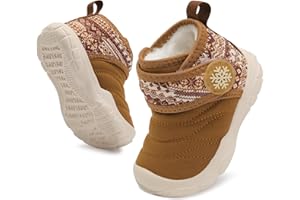 BARERUN Barefoot Baby Boys Girls Boots Warm Winter House Shoes for Toddler Girls Boys Waterproof Fleece Kids Snow Boots Faux Fur Infant Booties Walking Shoes for Indoor Outdoor