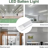 muzha 2 Packs LED Batten Light 5FT 50W 4000K 5000lm PC Body Low Profile view 6