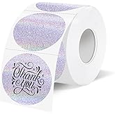 WANGHENG 1.5 Inch Thermal Labels,Holographic Circle Direct Thermal Stickers,for Address Design DIY Logo Business(300 pcs/Purple dots)