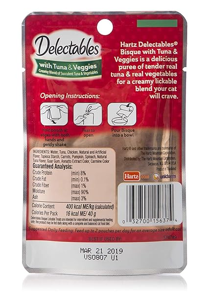 HARTZ DELECTABLES BISQUE TUNA & VEGGIE LICKABLE CAT TREAT, 12 COUNT
