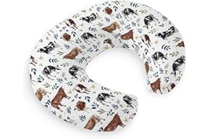 HawSkgFub Milk Dairy Cow Farm Animal Leaves Nursing Pillow Cover for Baby Boys Girls Gift, Western Cowboy Cowgirl Breastfeeding Pillow Slipcover, Nursing Pillowcase for Newborn Infant, Cover Only