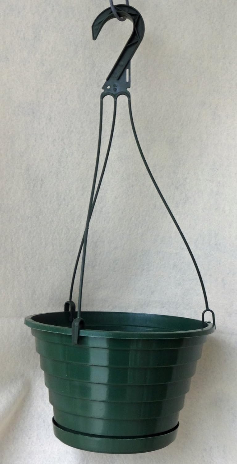 LOT of 10 Green Plastic 8 Inch Hanging Baskets W Attached
