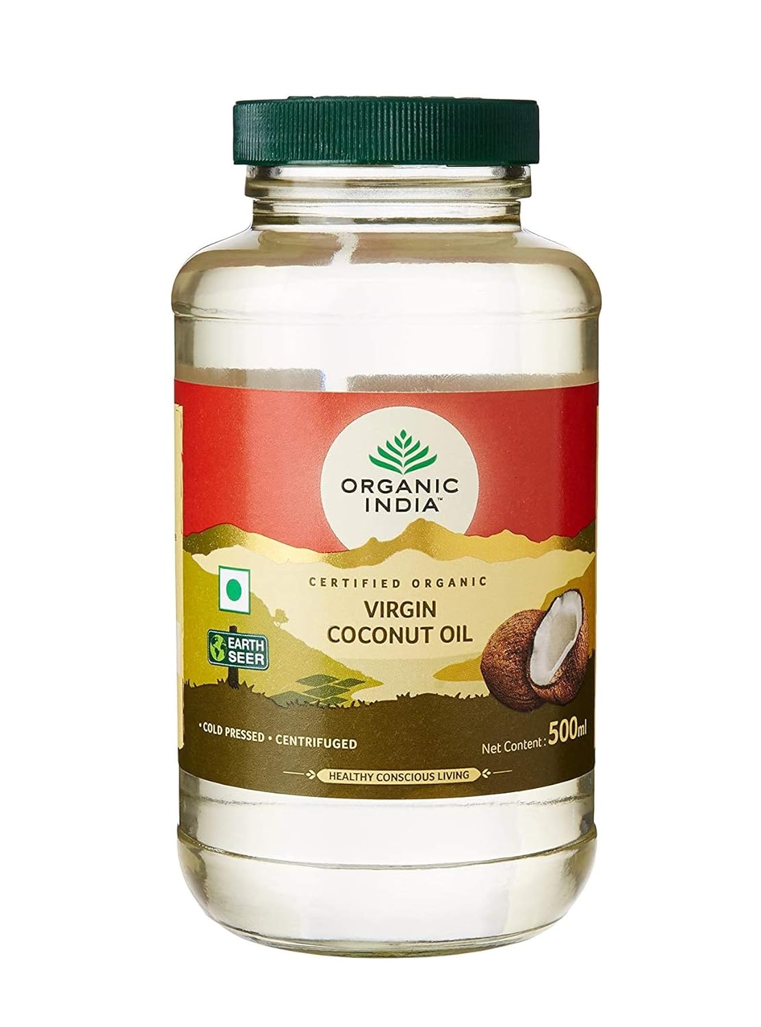 ORGANIC INDIA Cold Pressed Virgin Coconut Oil, 500ml (Pack of 1
