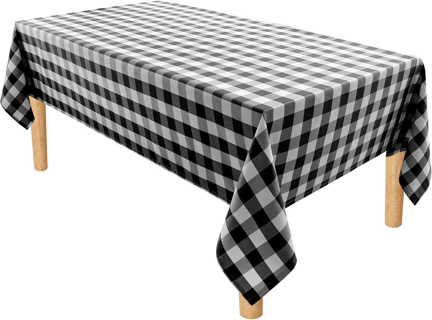 Hiasan 60 x 120 Inch Checkered Tablecloth Rectangle - Stain Resistant, Spillproof and Washable Gingham Table Cloth for Outdoor Picnic, Kitchen and Holiday Dinner, Black and White: Home & Kitchen