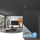 Art3d 10-Pack Smooth Drop Ceiling Tiles, No Sag and Breakage, Black | 2 x 4 ft, PVC, Waterproof, Fire-Rated, Reusable, Compatible with Grid System, Perfect for Living Room, Kitchen, Bathroom