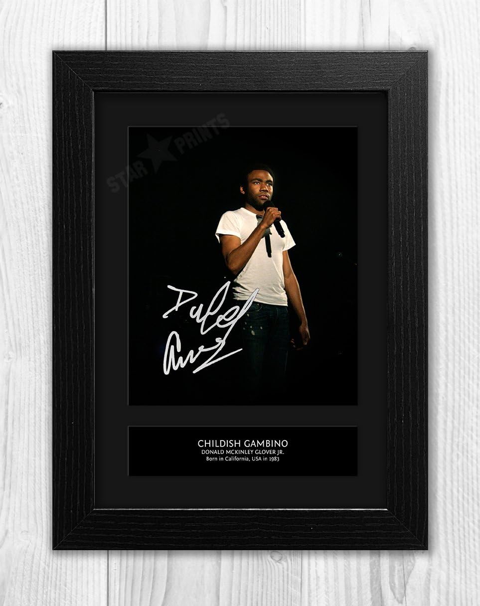 Childish Gambino - Donald Glover 1 MT - Signed Autograph Reproduction Photo A4 Print (Black frame)
