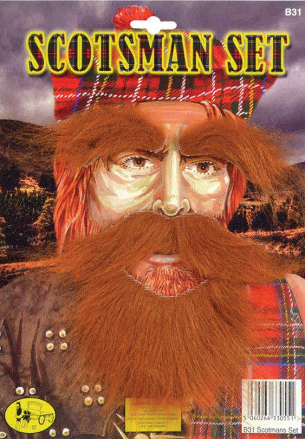 Scotsman Ginger Beard Moustache & Eyebrow Set