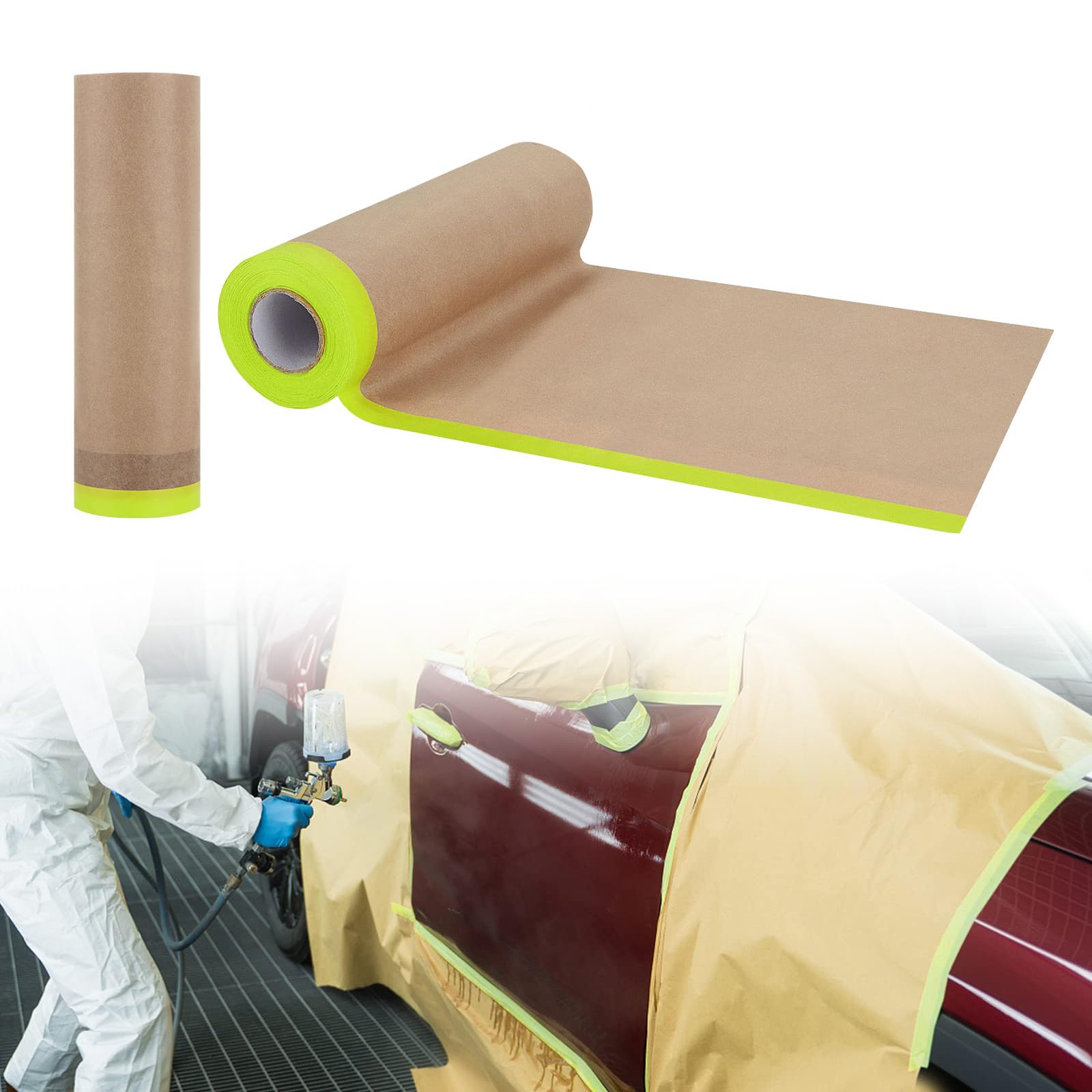 MetalNuts Masking Paper for Spraying - 2PCS Handy Masking Paper Roll for Spraying, Brown Paper Tape, Carpet Protection Film,(21.65" x 49ft (W*L))