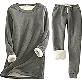 WWPPAION Tracksuits For Women Set Winter Warm Sherpa Lined Fleece Crewneck Sweatpant Sweatsuit Sets Pullover Loungewear