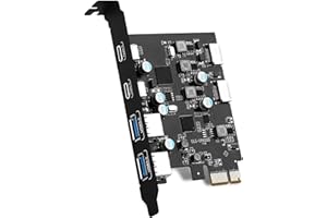 6 Ports USB PCIE Card (2X Type-E Adapter,2X USB 3.0-C, 2X USB A) PCI Express Cards PC Front Panel Header for Windows 7/8/10 L