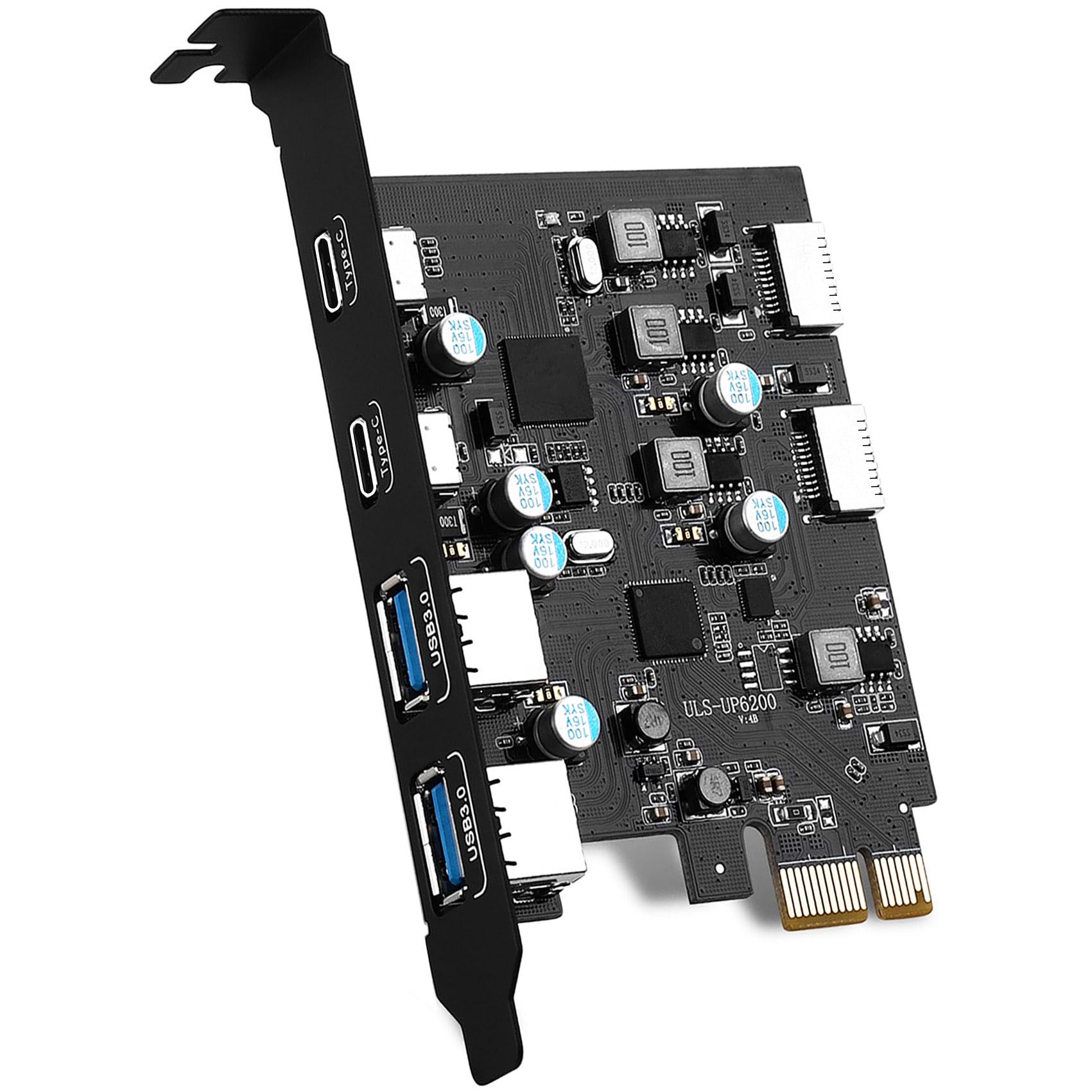 Photo 1 of 6 Ports USB PCIE Card (2X Type-E Adapter,2X USB 3.0-C, 2X USB A) PCI Express Cards PC Front Panel Header for Windows 7/8/10 Linux and MacPro 4.1/5.1