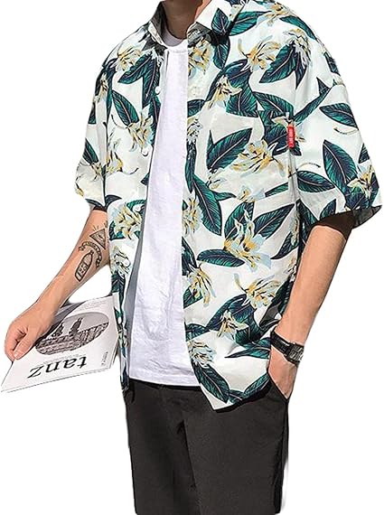 Amazon Beibang バイバン メンズ シャツ 半袖 花柄 アロハシャツ ゆったり ビーチシャツ 韓国 ストリート シャツ 旅行 リゾート Tシャツ Tシャツ カットソー 通販