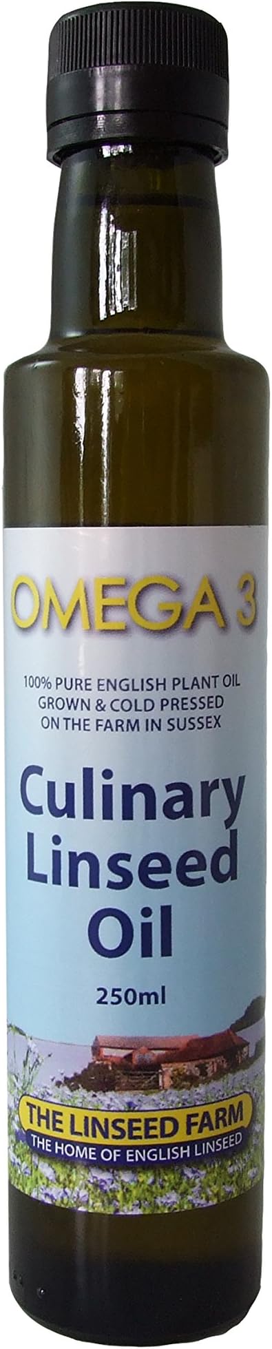 Linseed (Flaxseed) Oil Sent Fresh, Cold-Pressed, Unrefined, 100% British Grown & Made, 60% Omega 3, Glass Bottle Easy Pour - The Linseed Farm (250 ML)