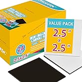 AUREUO Mini Magnetic Canvas Panel 2.5x2.5 Inch / 24 Pack - Small Square Flat Canvas Board with Magnet Back Art Gift Set Bulk Pack Tiny Thin Canvases for Valentine Painting & Craft