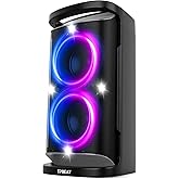 QxbJoy Portable Bluetooth Speaker: 160W Peak Powerful Loud Sound Deep Bass Wireless Boombox Large Subwoofer 15 Hours Battery Life Fast Charging with Led Light Show for Party Outdoor Camping Backyard