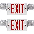 CM MZY Red Exit Sign with Emergency Light, Two Adjustable Square Head,Exit Sign with Battery Backup,US Standards,UL Certified,Exit Sign Combo for Business,AC 120/277V,2 Pack