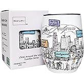 Beary Blu Cities Around the World 12 Oz Tumbler Series - Designed in the USA - Vacuum Insulated Tumbler with Lids - Stainless Steel Wine Coffee Water Travel Mug, for Hot Cold Drink (Los Angeles)