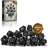 iATOM Black Rose Bouquet Building Set, 12Pcs Flower Botanical Collection Kit for Adult, Valentine's Day Gift for Her/Girlfriend/Mom/Wife/Couple, Gothic Vintage Home Office Table Centerpiece Decor