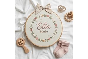 Personalized Boho Floral Name Embroidery Hoops,Custom Baby Name Frame Wall Art,Personalized Gift for Newborn or Baby Shower,C