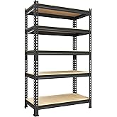 PrimeZone Storage Shelves 5 Tier Adjustable Garage Storage Shelving, Heavy Duty Metal Storage Utility Rack Organizer Shelf Unit for Warehouse Pantry Closet Kitchen Basement, 28" x 12" x 59", Black