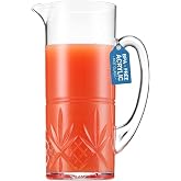 Godinger Pitcher, Acrylic Water Pitcher with Handle, Water Jug, Shatterproof and BPA Free - Dublin Collection, 1.7L