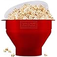 The Original Korcci Microwaveable Silicone Popcorn Popper, Microwave Popcorn Popper, Collapsible Microwave Popcorn Maker Bowl, No Oil Required, Use In Microwave, Dishwasher Safe (Cherry)
