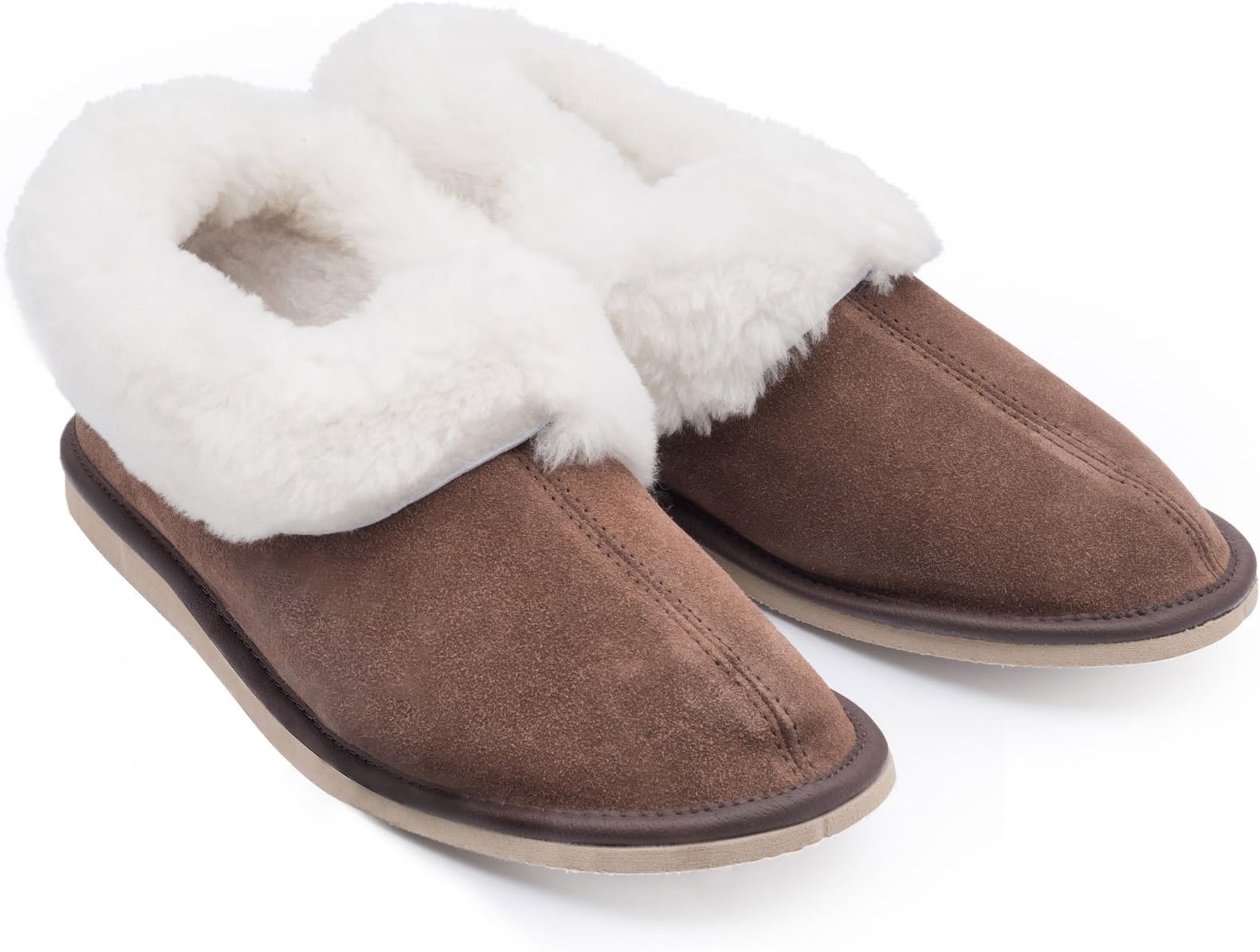 Women's/Ladies Suede Slippers with 100% Genuine Sheepskin Lining