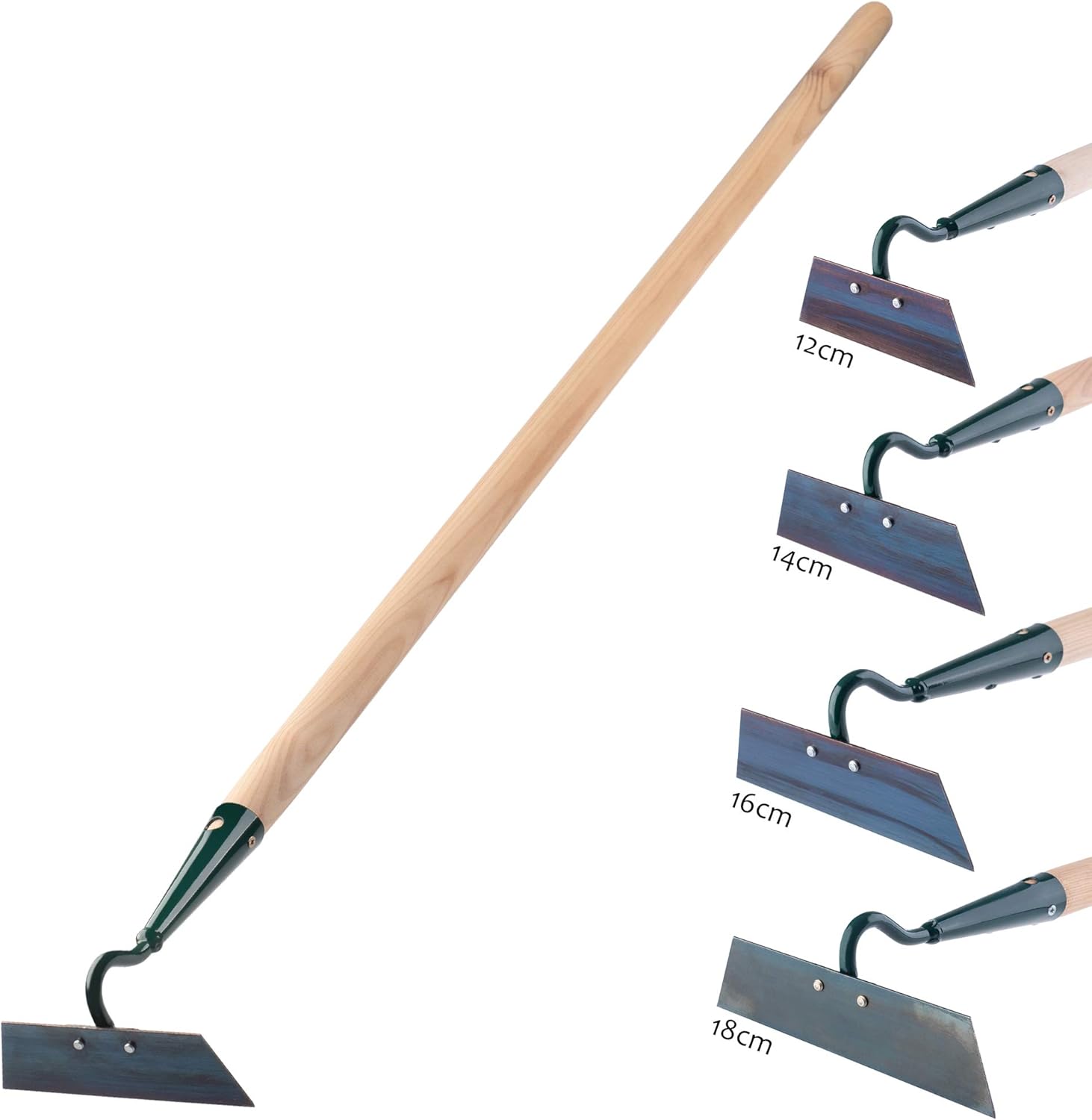 KADAX Hacke, Gartenhacke zum lockern, lüften und jäten des Bodens, für Garten, Blatt aus Metall, Gartenzubehör, Unkrauthacke zum entfernen von Unkraut, Grubber (Arbeitsbreite: 14 cm, mit Holzstiel)