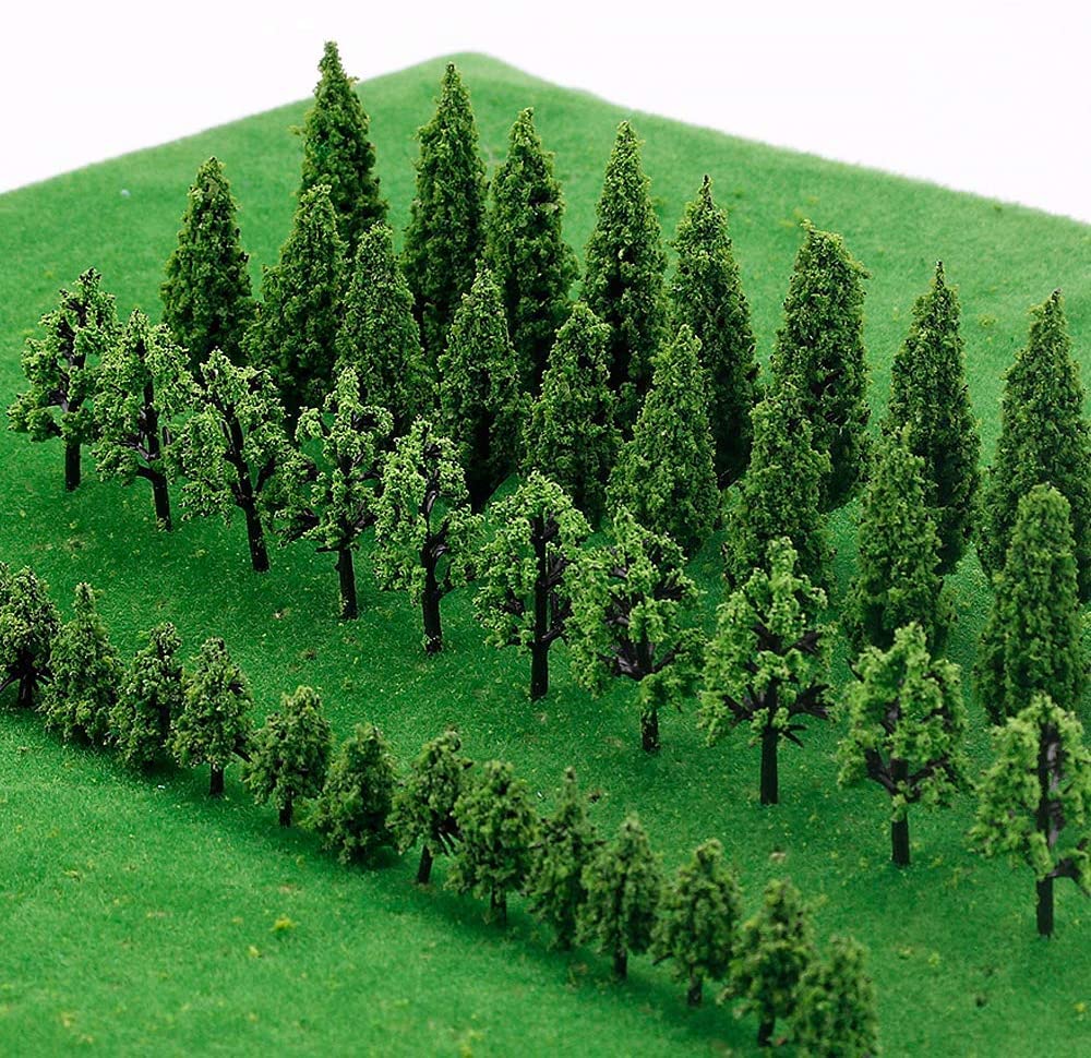 PIQIUQIU 25 Pieces Model Trees, Diorama Tree, Miniature Tree Model, Model Train Trees for DIY Landscape Landscape, Natural Green