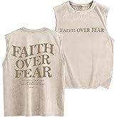 Weetiotio Mens Christian Sleeveless Shirts Faith Over Fear Graphic Tank Tops Gym Workout Acid Wash Tanks Cut Off Muscle Shirt