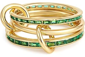 SLOONG Gold Stackable Rings for Women Non Tarnish, Dainty 18K Gold Plated Cubic Zirconia Rings, Silver Rose Gold Rings Set, Multi Ring Mixed Metals Stackable Ring Set for Women