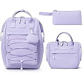 Fimibuke Backpack for School Girls, 4 PCS Waterproof Kids Backpacks with Lunch Box Pencil Case & Earphone Bag, Lightweight School BookBag Set for Teen Girl Travel Elementary Middle High School Student