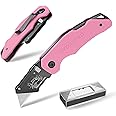 WORKPRO Folding Utility Knife G10 Handle with Stainless Steel Head, Quick-change Blade & Back Lock, Heavy Duty Box Cutter, 1PC Razor Knife with Extra 10PC SK5 Blades