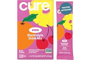Cure Hydration - Kids Electrolyte Drink Mix | Plant-Based Pediatrician Formulated Rehydration | No Added Sugar, Non-GMO, Gluten-Free, No Artificial Flavors, FSA & HSA | Box of 6 Packets - Fruit Punch