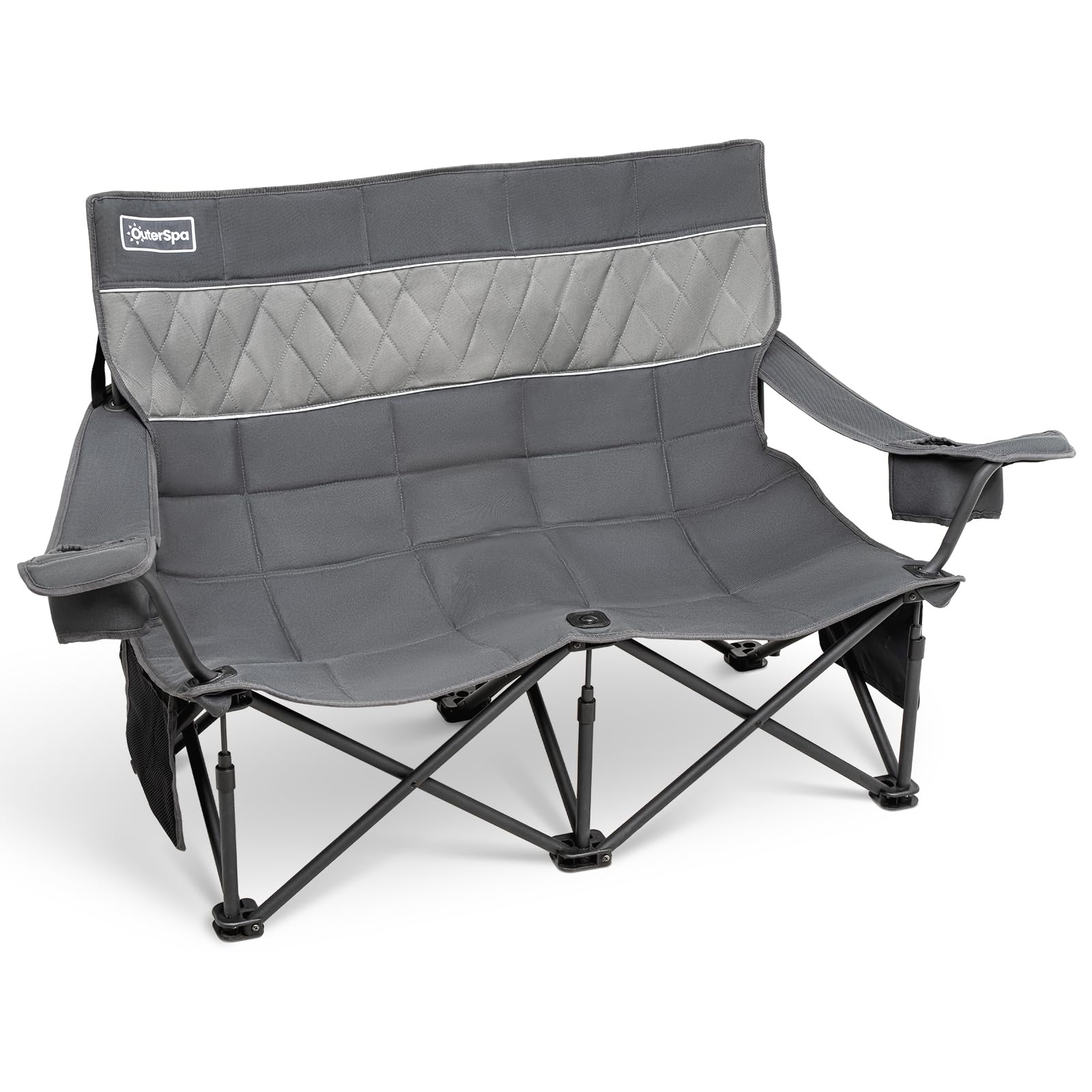 Photo 1 of *** CARRY BAG DAMAGED ***OuterSpa Oversized Camping Couch for Adults Heavy Duty, Fully Padded Double Camping Chair Outdoor Loveseat Double Folding Chair Double Lawn Chairs for Outdoor,Indoor,Camping,Travel,Supports 600lbs