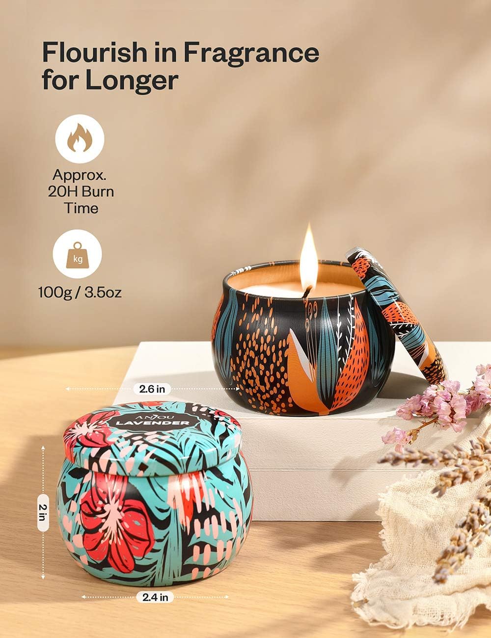 Scented Candles Gift Set, 4 Cans Made of 100% Natural Soy Wax with Essential Oils for Stress Relief, 4 Fragrances Use for Aromatherapy, Bath, Yoga, Perfect for Christmas, Birthday, Mother's Day: Home Improvement