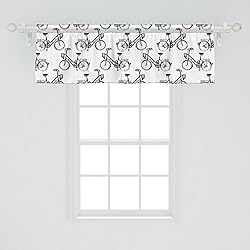 Ambesonne Sketch Window Valance, Monochrome Style